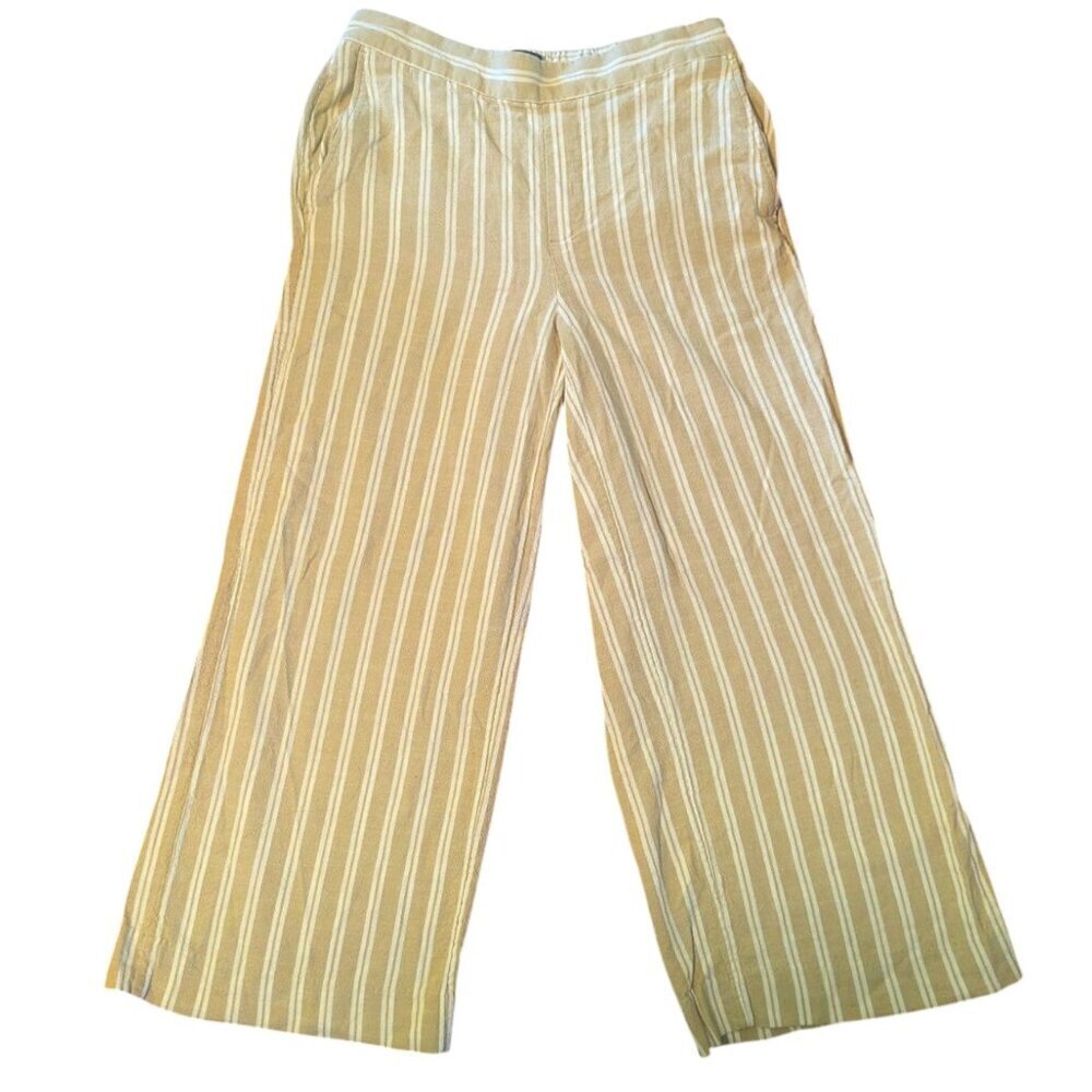 Banana Republic Wide Leg Rowan Pants High Rise Crop Ankle Stripe Preppy